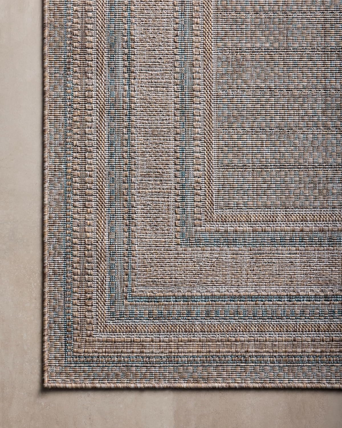 Loloi Amber Lewis Topanga Collection TOP-05 Natural/Teal 5'-3" x 7'-6" Indoor/Outdoor Area Rug
