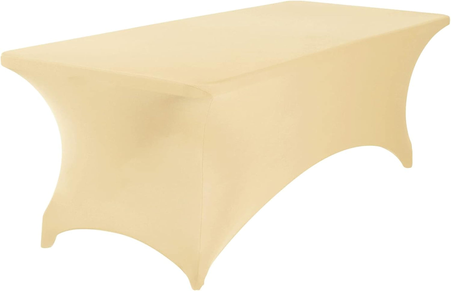 4Pack Spandex Waterproof Table Covers 8ft，Spandex 8ft Waterproof Table Cover for Party,Wedding, Banquet, and Events(Champagne)