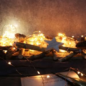 OakHaomie 6 Pack LED Starry String Lights 30 Micro Starry LEDs on 10ft Copper Wire,Fairy Lights Battery Powered by CR2032 Included,for DIY Wedding Centerpiece Table Decorations (Warm White)