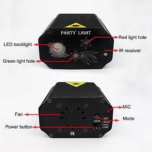 Party Lights Dj Disco Strobe Stage Lights Sound Activated Laser Llights Projector with Remote Control for Parties Bar Birthday Wedding Holiday Event Live Show Xmas Decorations