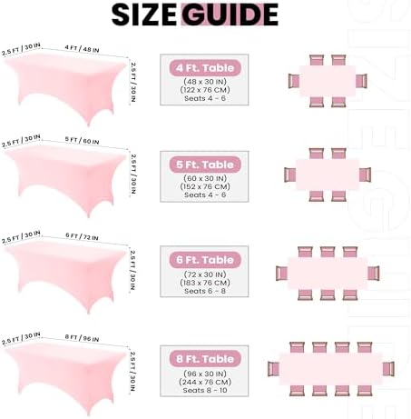 Utopia Kitchen 6FT Spandex Tablecloth [1 Pack, Pink] 200 GSM Stretch, Fitted, Washable and Wrinkle Resistant Table Cloth Rectangle Cover for Trade Shows, Wedding, Parties [72Lx30Wx30H Inch]