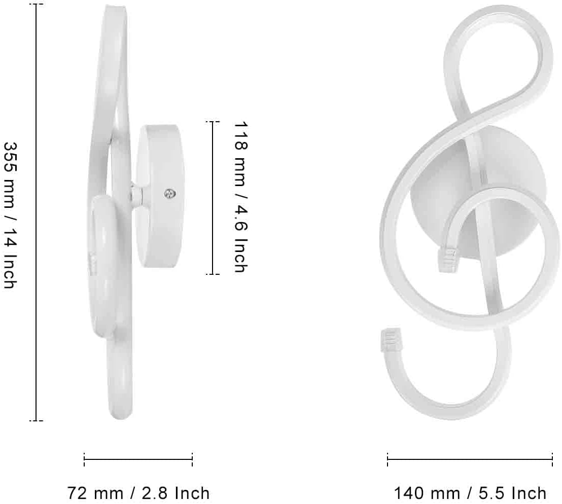 XEYOU 22W Modern Wall Sconce Lighting Indoor LED Creative Wall Light Fixture Music Symbol Art Decoration Wall Lamp for Living Room Bedroom Stair Corridor, White 4500K