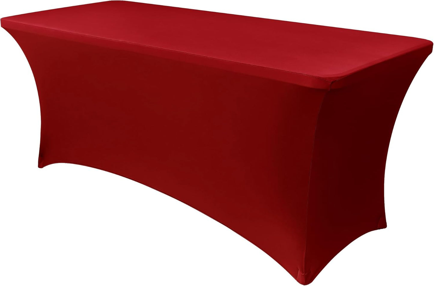 Obstal Spandex Table Cover 8ft Fitted Tablecloth Rectangular - Stretch Rectangle Folding Table Cloth for Birthday Party Wedding Banquet, Dark Red, 96L x 30W Inch