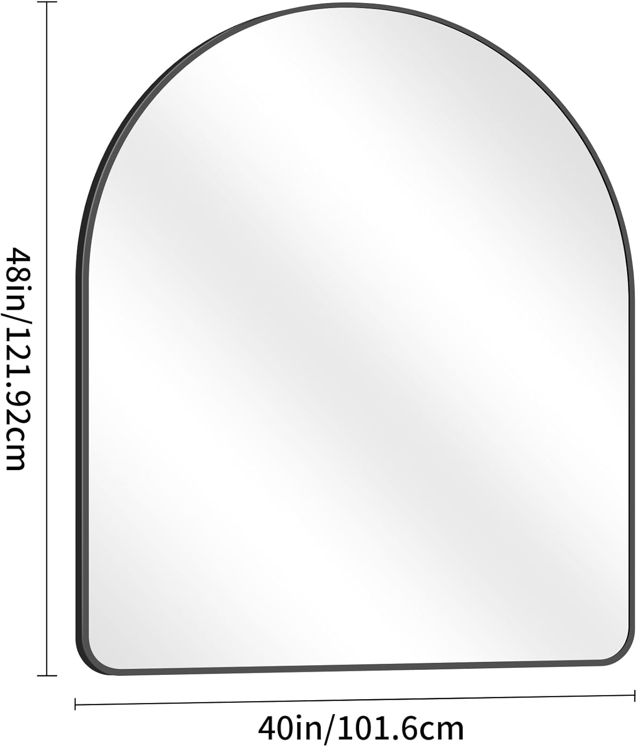 Arched Bathroom Mirror, 40"x48" Black Arched Mirror for Bathroom, Wall Mounted Mirror, Black Vanity Wall Mirror w/Metal Frame for Bedroom, Entryway, Living Room, Vertically Hanging