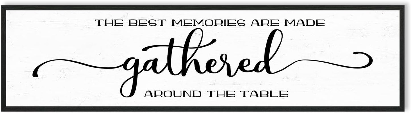 The Best Memories Are Made Gathered Around The Table Wall Decor: Farmhouse Kitchen Wall Art Framed Large Rustic Kitchen Sign Modern Dining Room Wall Decor Hanging Wall Plaques 12"x40"