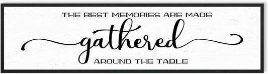 The Best Memories Are Made Gathered Around The Table Wall Decor: Farmhouse Kitchen Wall Art Framed Large Rustic Kitchen Sign Modern Dining Room Wall Decor Hanging Wall Plaques 12"x40"