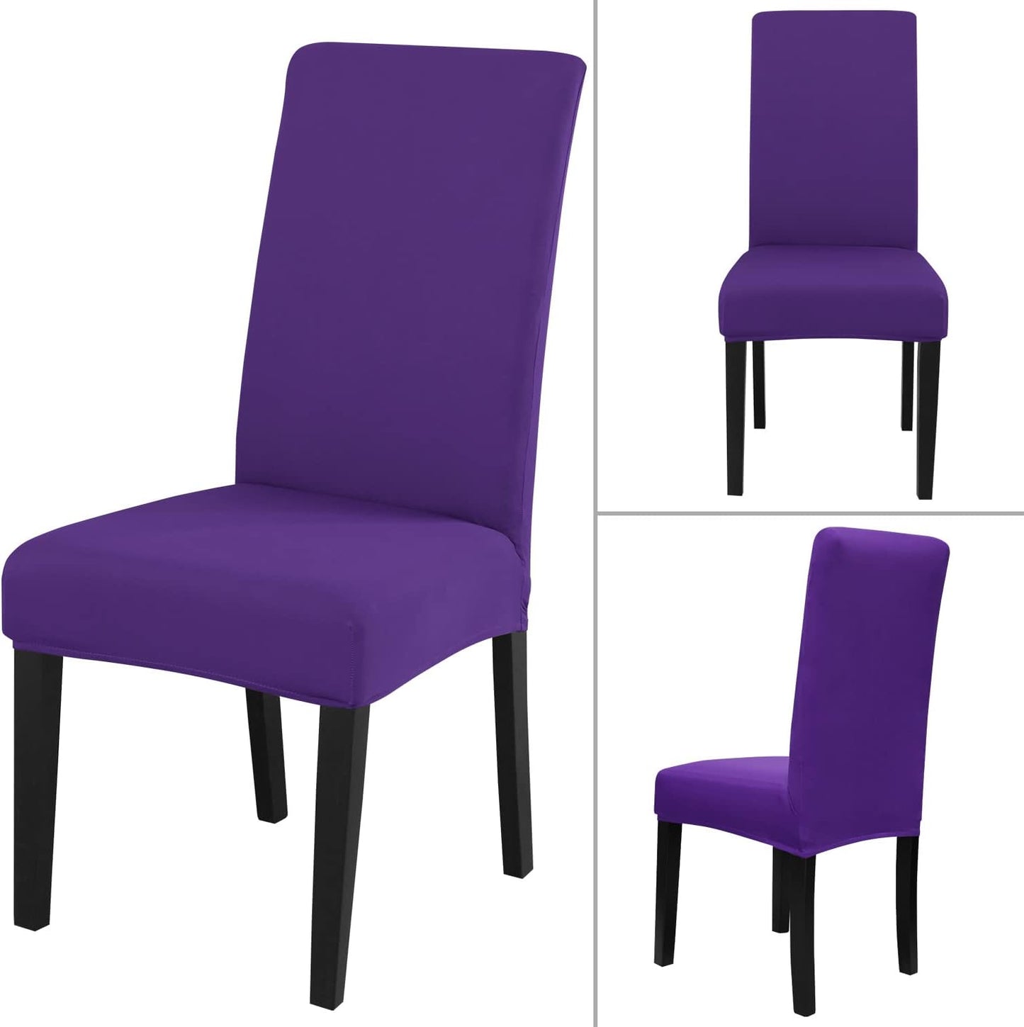 JQinHome Dining Chair Slipcover, High Stretch Removable Washable Chair Seat Protector Cover Set of 4,Chair Covers for Dining Room, Kitchen,Home Party,Wedding Ceremony(Purple, 4PC)