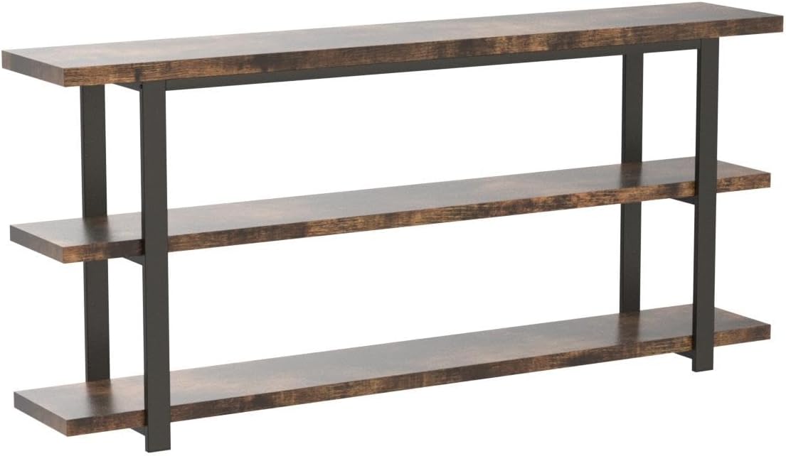 70.8 Inch Extra Long Console Table for Entryway, Narrow Hallway Table, Wood Sofa Table with 3 Tier Storage Shelves for Living Room