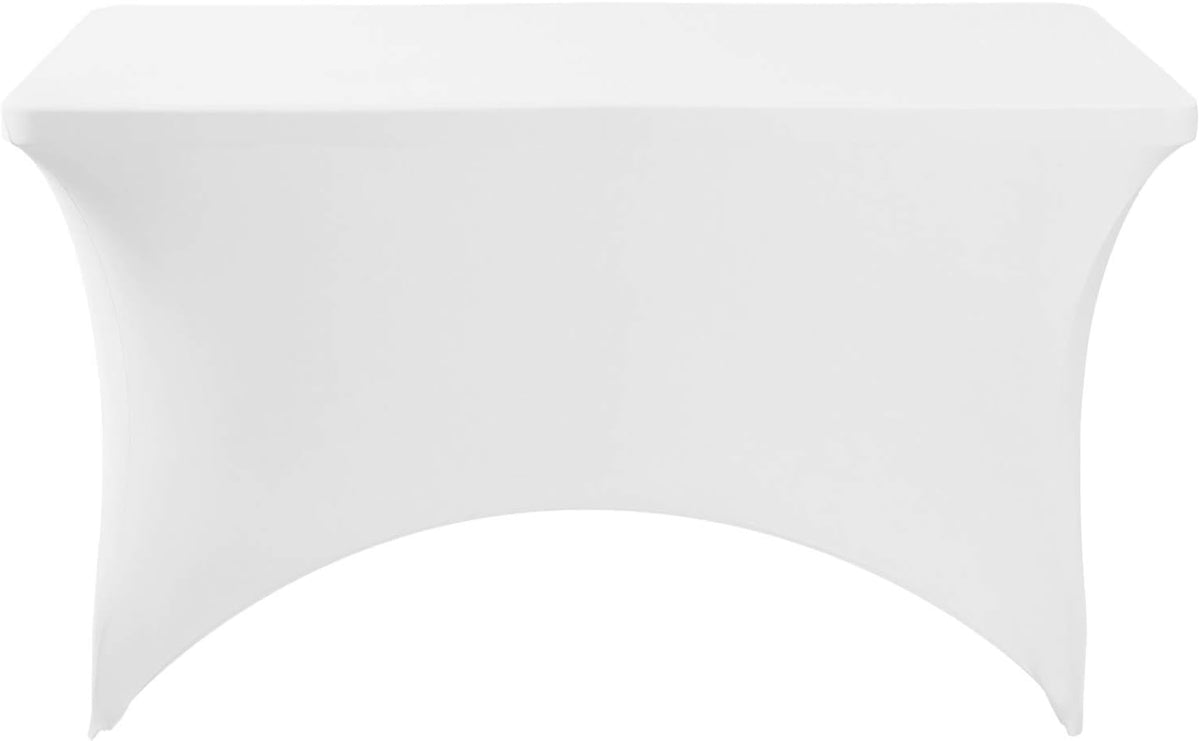 2Pack Spandex Table Cover for 4FT or 6ft or 8ft Table Universal Fitted Stretch Tablecloth for Party, Banquet, Wedding and Events-White