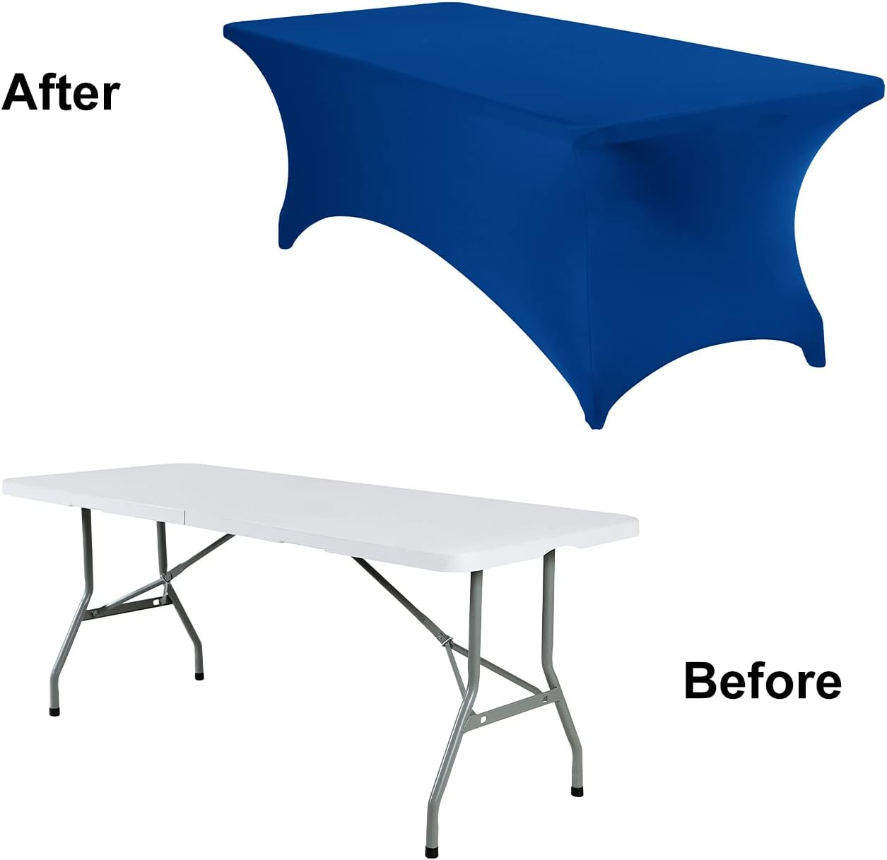 2Pack Spandex Waterproof Table Covers 8ft，Spandex 8ft Waterproof Table Cover for Party,Wedding, Banquet, and Events(Classicbule)