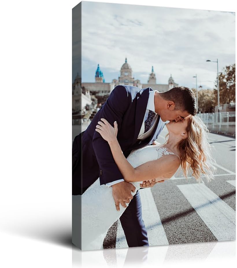 Laoife Custom Canvas Prints with Your Photos 12"x16", Canvas Photo Prints Custom, Personalized Canvas Wall Art for Office Home Bedroom Living Room Wall Decor, Gift for Father's Day Birthday Wedding