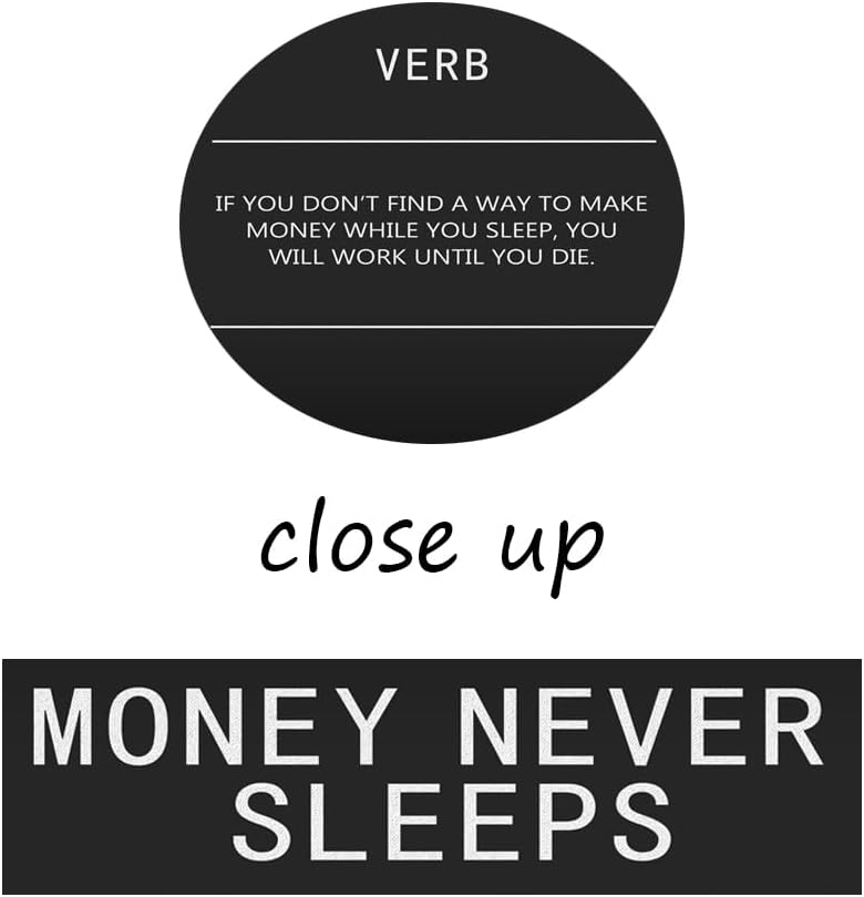 Money Never Sleeps Verb Inspirational Canvas Office Decor Print Wall Art Motivational Picture Poster Painting Modern Inspiring Artwork for Home Living Room Bedroom Decor Framed[18" W x 24" H]