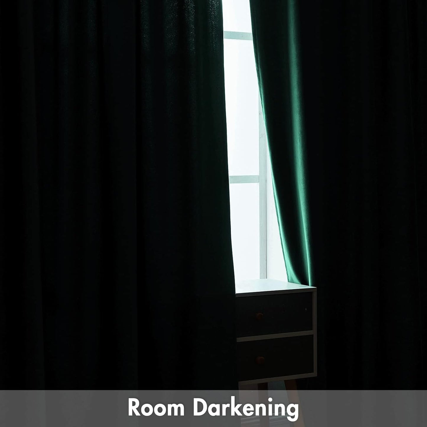 MIULEE Dark Green Velvet Curtains Thermal Insulated Blackout Curtain Christmas Emerald Green Drapes for Bedroom Living Room Darkening 72 Inches Long Curtains Panels Rod Pocket Set of 2