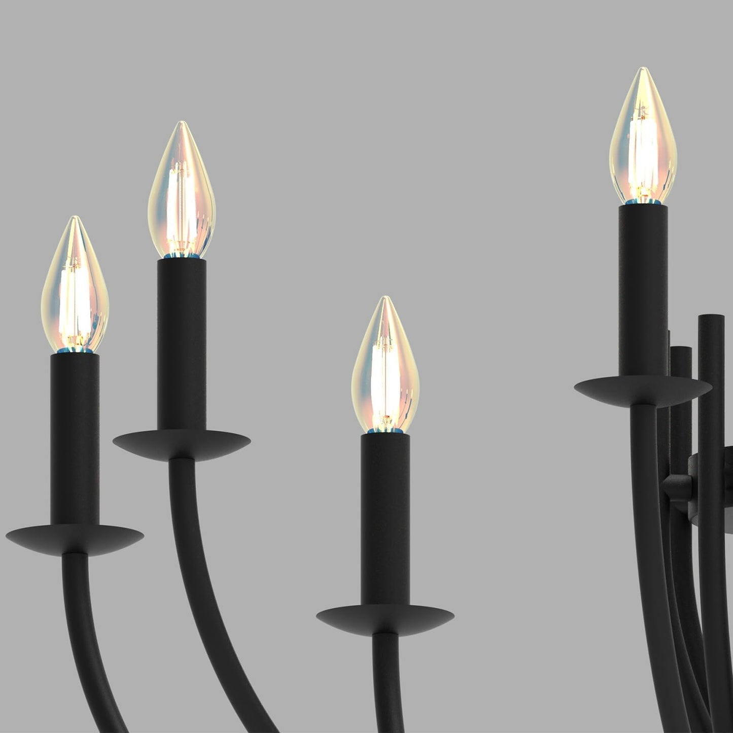 Large Black Chandeliers Light Fixture, Modern Candle Pendant Lighting, Round LED Hanging Lamp Ceiling for Bedroom Living Room Dining Room Kitchen Island Farmhouse (Black-C 8Lights)