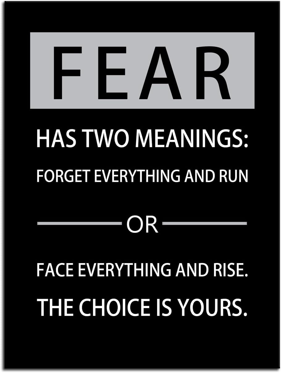 Fear Has Two Meanings Printed Pictures Inspirational Canvas Wall Art Motivational Entrepreneur Quotes Pictures Posters Home Decor Painting Frame for Living Room Office Ready to Hang [24''W x 36''H]