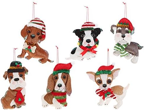 RAZ Imports Set of 6 Assorted 7.5" Felt Dog Hanging Ornaments