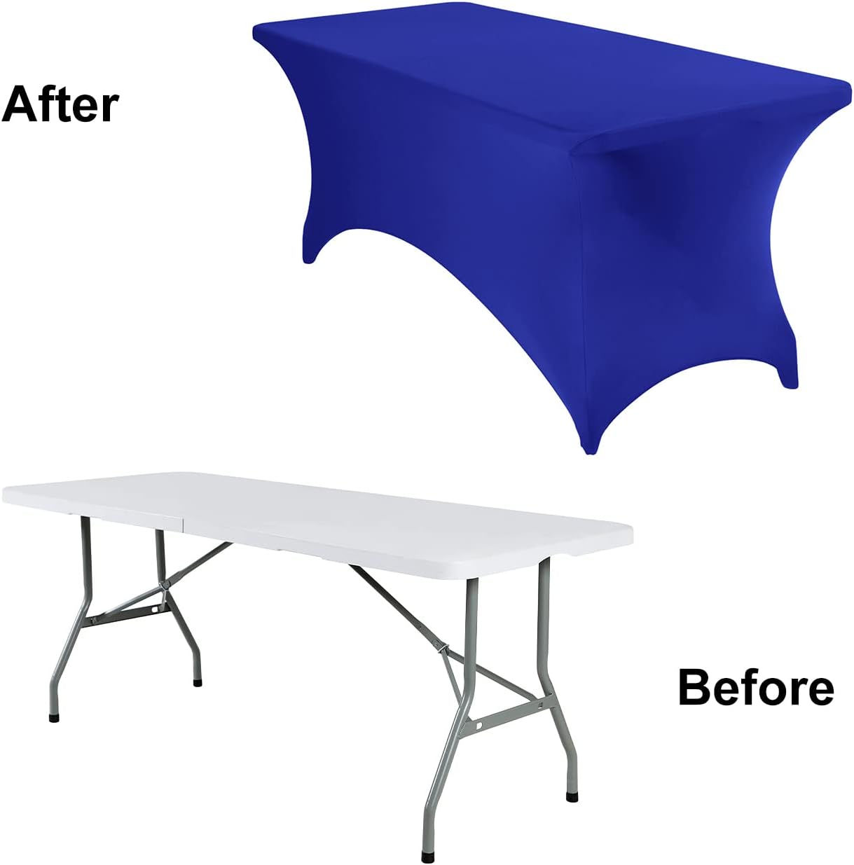 4Pack Spandex Waterproof Table Covers 6ft，Spandex 6ft Waterproof Table Cover for Party,Wedding, Banquet, and Events(Royal Blue)