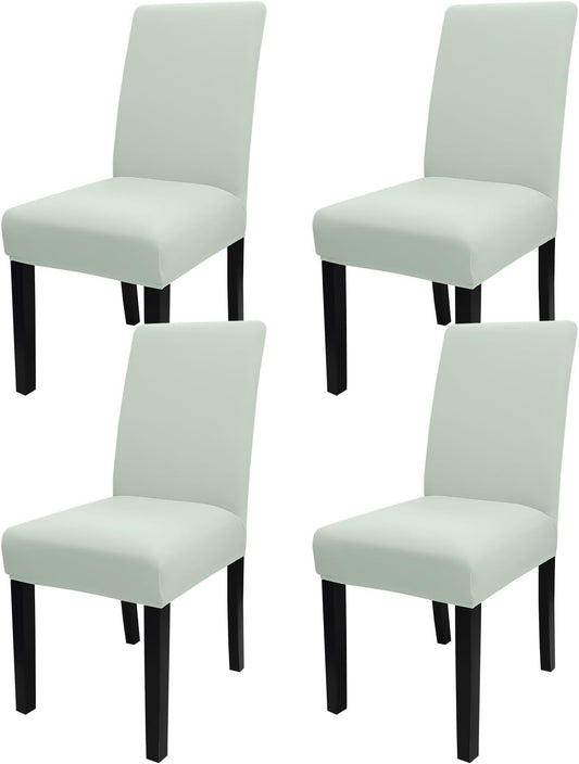 JQinHome Smoke Green Chair Covers for Dining Room Set of 4, High Stretch Removable Washable Parsons Chair Slipcover for Home Party Hotel Wedding Ceremony (4PCS,Smoke Green)