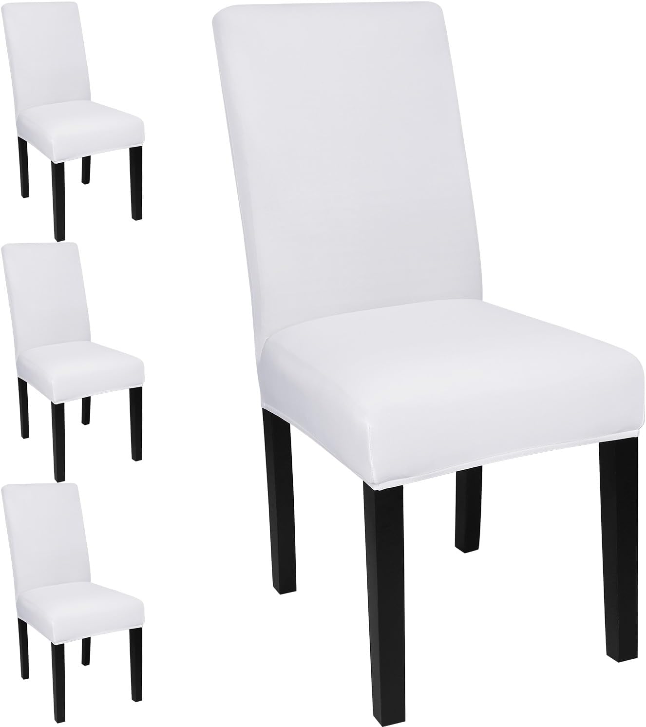 JQinHome 4 Pcs Dining Chair Slipcover, High Stretch Removable Washable Chair Seat Protector Cover for Home Party Hotel Wedding Ceremony