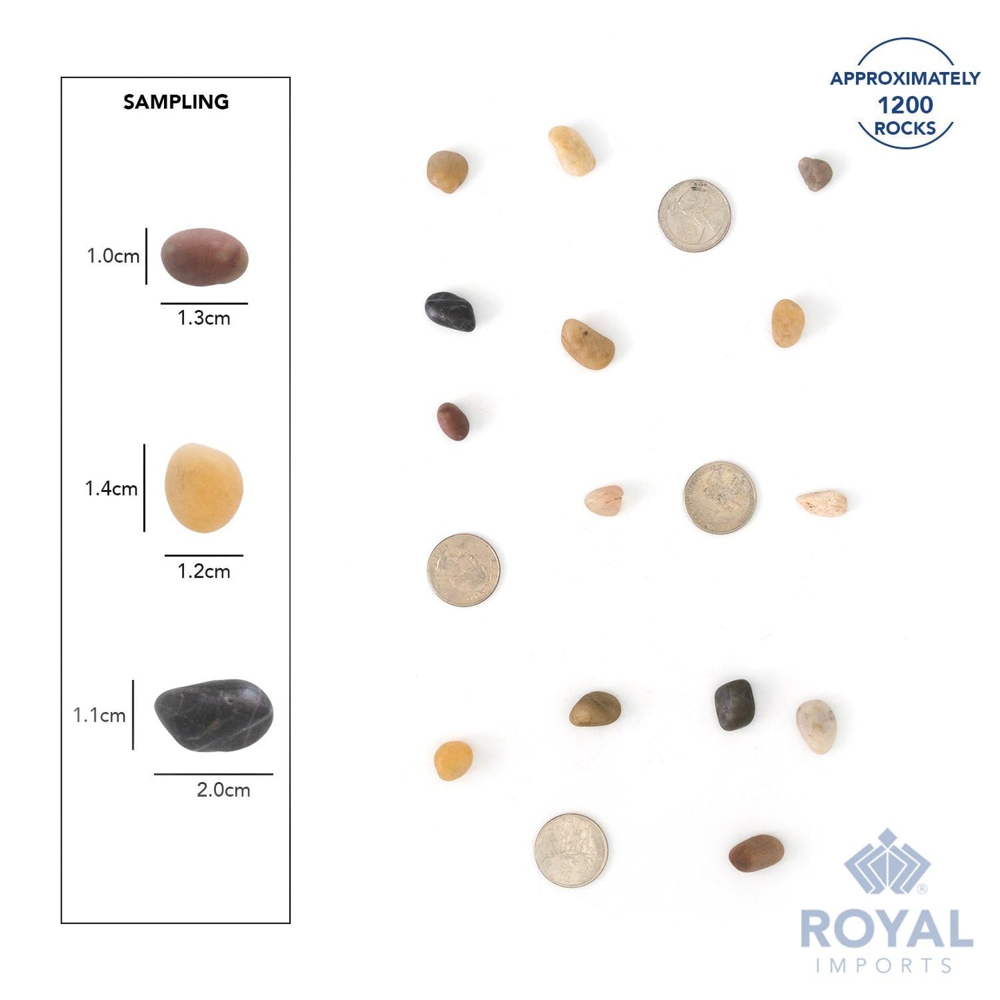 Royal Imports 1LBS River Rocks Decorative Ornamental Pebbles, Garden Landscaping Stones, Gravel Filler for Plants, Vases, Succulents, Home Decor, Aquariums, Crafting, Animal Habitat - Small Natural