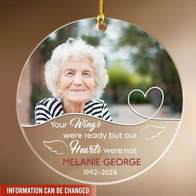 Personalized Memorial Grandma Christmas Custom Photo Acrylic Ornament 2024 for Christmas in Heaven Remembrance Grandma Sympathy Gift