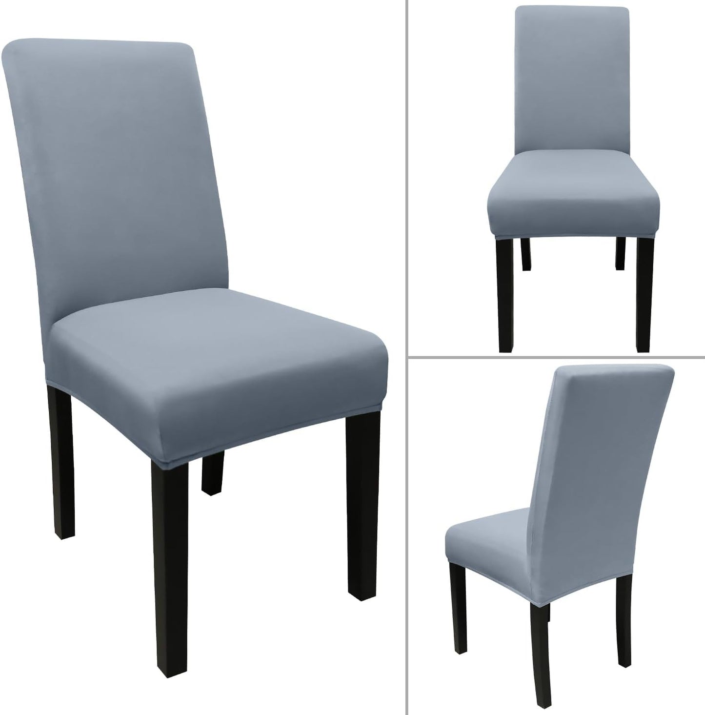 JQinHome 4 Pcs Dining Chair Slipcover, High Stretch Removable Washable Chair Seat Protector Cover for Home Party Hotel Wedding Ceremony(Light Grey)