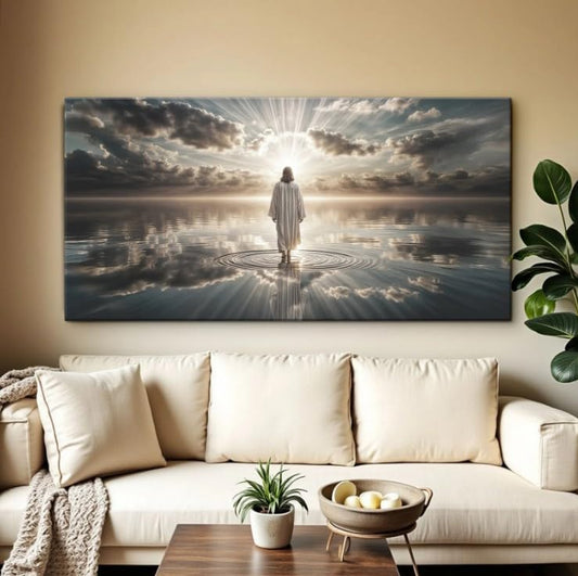 TAILORED CANVASES Jesus Walking on Water Canvas – Christian Wall Art, Jesus Canvas Wall Art, Jesus Pictures for Wall, Jesus Walks Jesus Poster, Jesus Art, Jesus Walking on Water Wall Art - 24x48