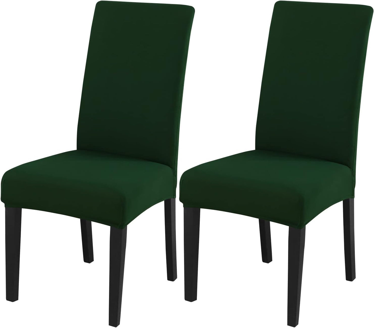 JQinHome Chair Covers for Dining Chairs, High Stretch Removable Washable Chair Protector Cover Set of 2, Chair Slipcovers for Dining Room, Kitchen,Home Party,Wedding Ceremony(Hunter Green, 2PC)