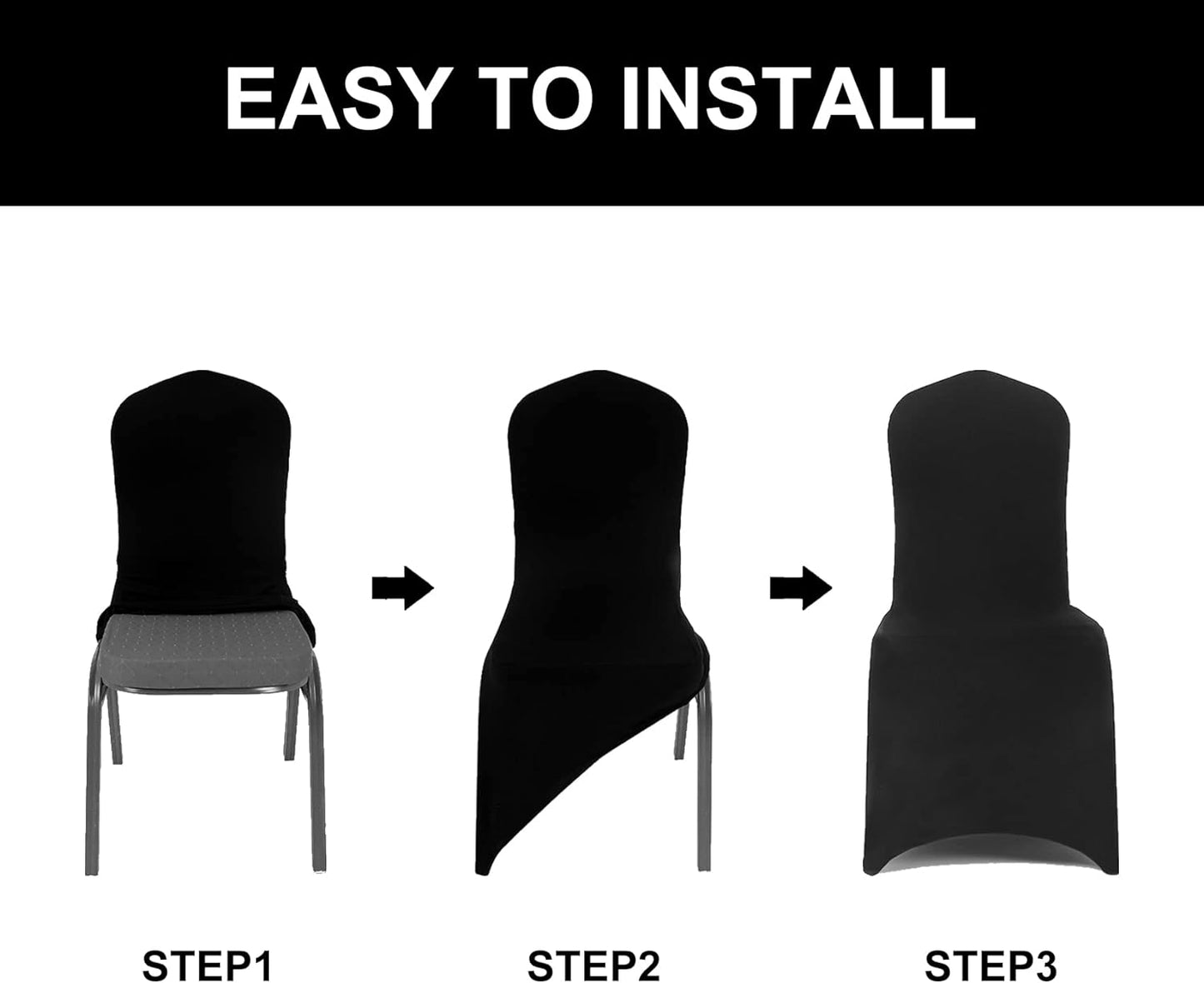 Spandex Chair Covers, 25PCS, Washable Protector for Living Room, Party, Banquet, Wedding, Hotel (Black)