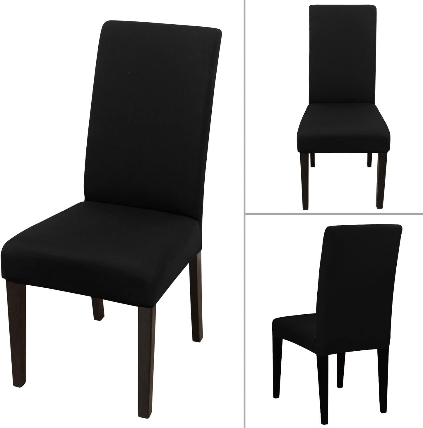JQinHome 4 Pcs Dining Chair Slipcover, High Stretch Removable Washable Chair Seat Protector Cover for Home Party Hotel Wedding Ceremony