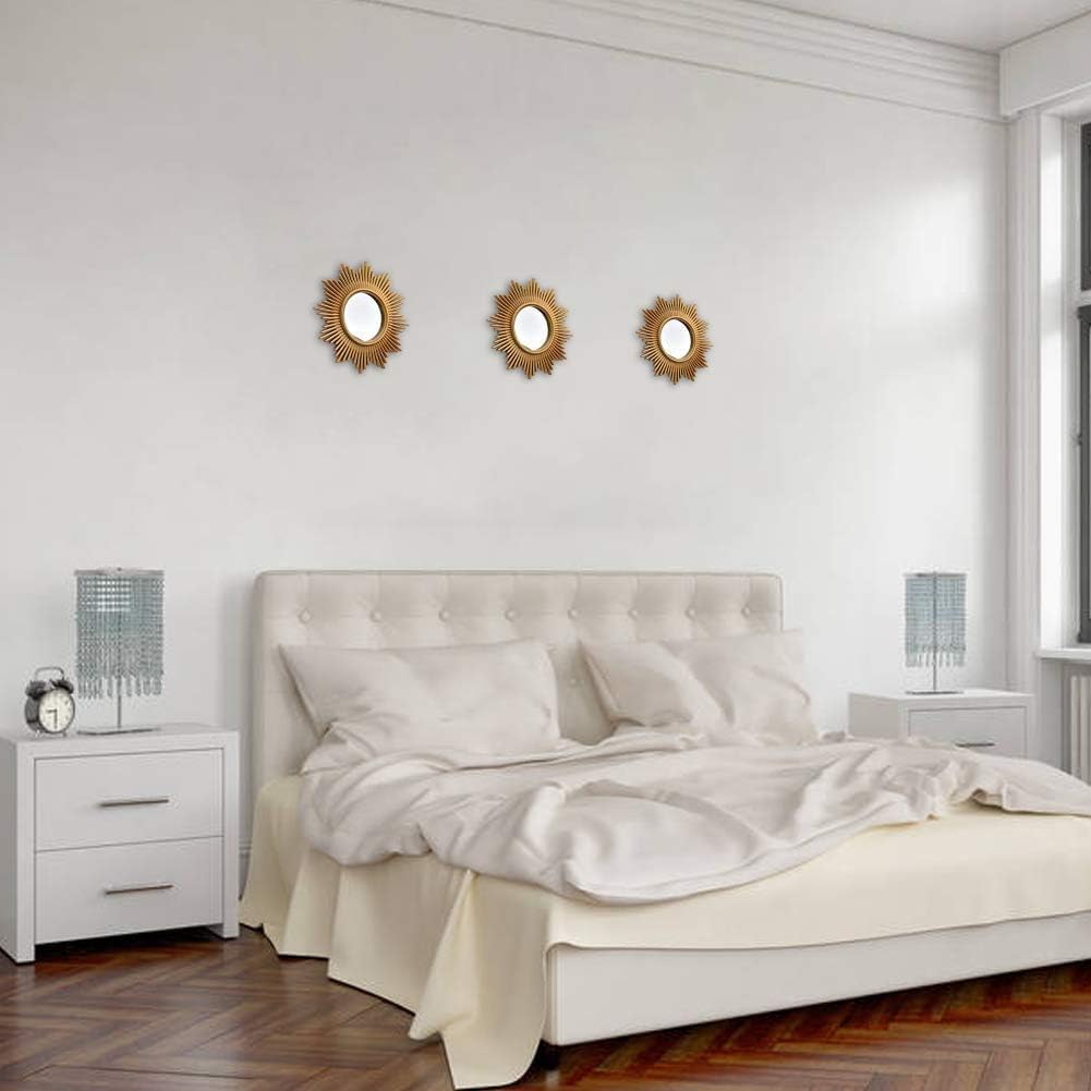 Gold Round Wall Mirrors Pack of 3 for Room & Home, Small Circle Mirrors for Modern Decor