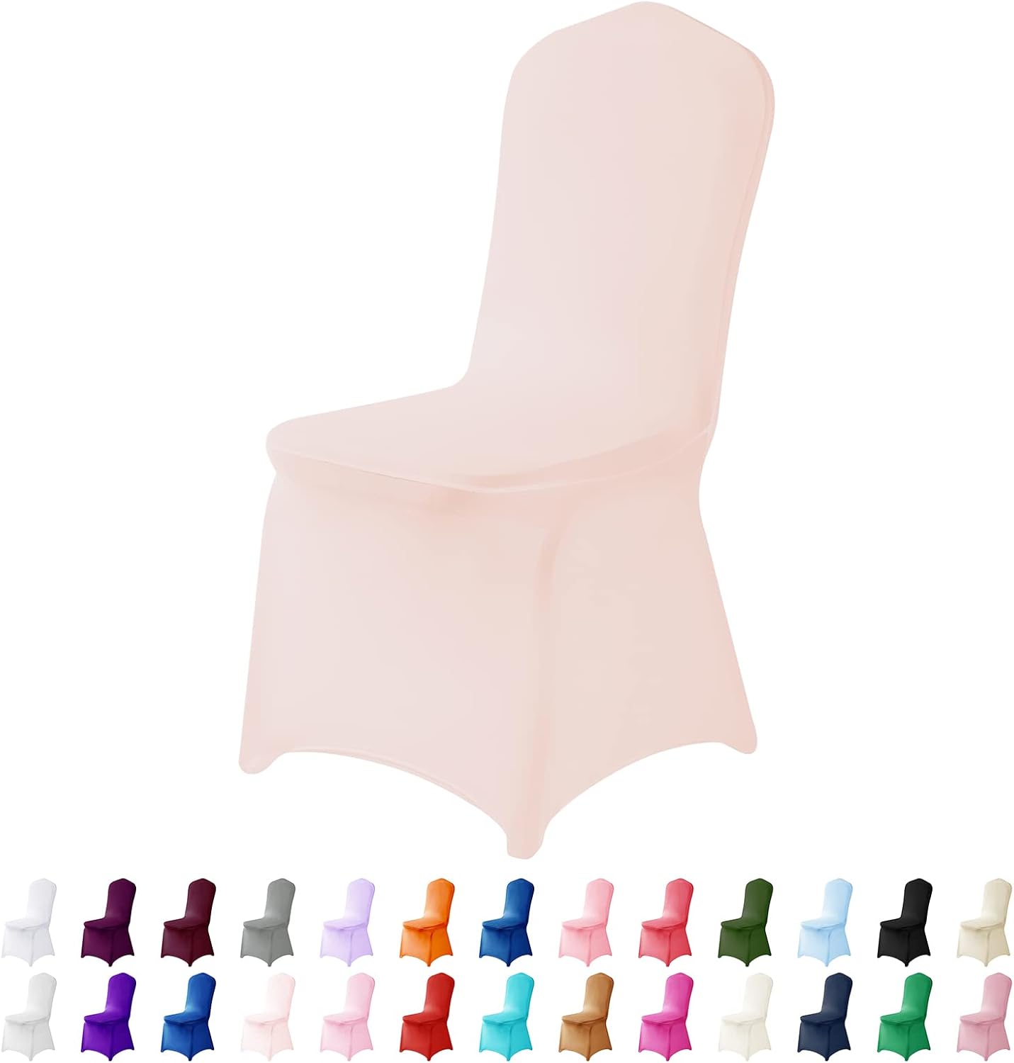 Spandex Chair Covers, 25PCS, Washable Protector for Living Room, Party, Banquet, Wedding, Hotel (Blush Pink)