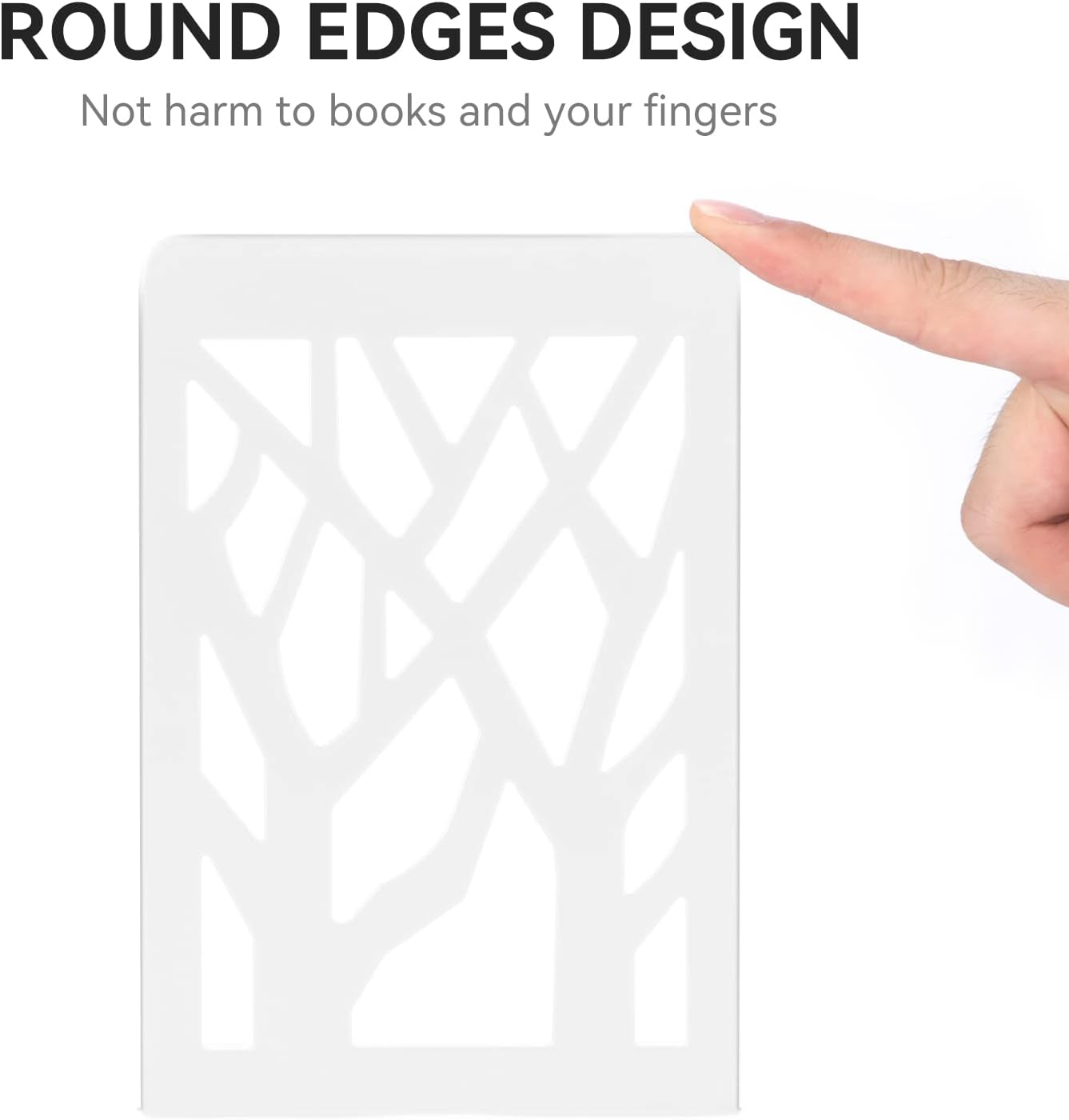 Book Ends, Bookends, Bookends for Shelves, Bookend, Book Ends for Heavy Books, White Metal Book Shelf Holder Home Decorative, Book Stoppers for Shelves, Bookend Supports 4 Pair