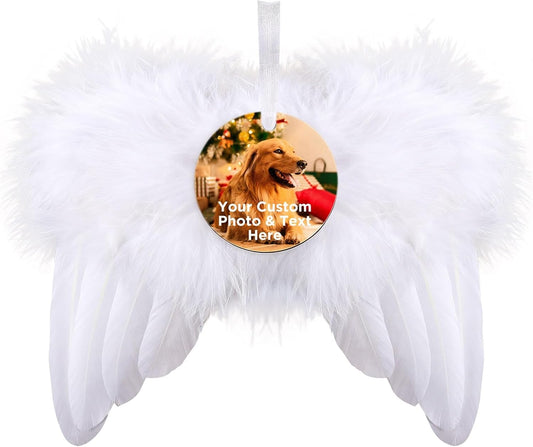 Personalized Christmas Ornaments 2024 Customized with Photo Text Ornament Keepsake Pet First Christmas Ornament Bulk Custom Wooden Xmas Tree Decorations, Wood Round Wing