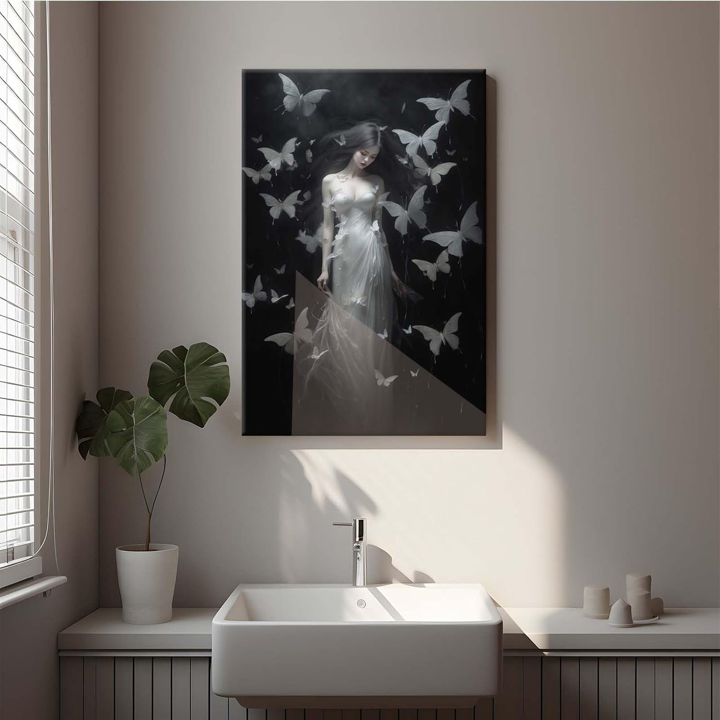JFHCQJPK Vintage Gothic Feminine Canvas Wall Art Print Butterfly Poster Moody Female Wall Art Retro Artwork Dark College Decor for Home Bedroom20x30in Frameless