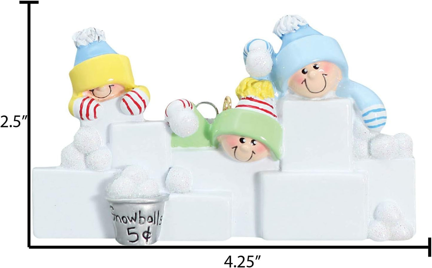 Personalized Family Christmas Ornament - Custom Ornament Family of 3 Xmas Ornaments 2024 Snowball Fight Ornaments Customized Siblings Snowballs Decor Family Ornament for Christmas Tree