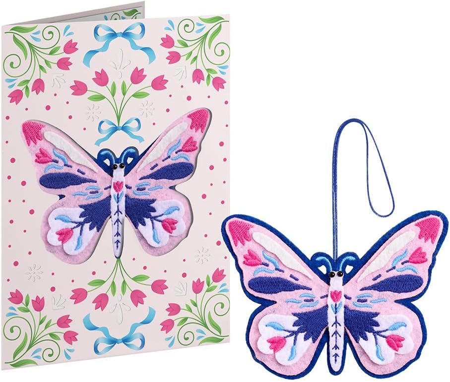 Lovepop Handmade Dazzling Butterfly HeartFelt Charm Card | Soft Felt Keychain for Wallet, Handbag, Car Key, Home Decor | Ornaments, Bag Charms, Key Ring, Purse Accessories, Gift Toppers