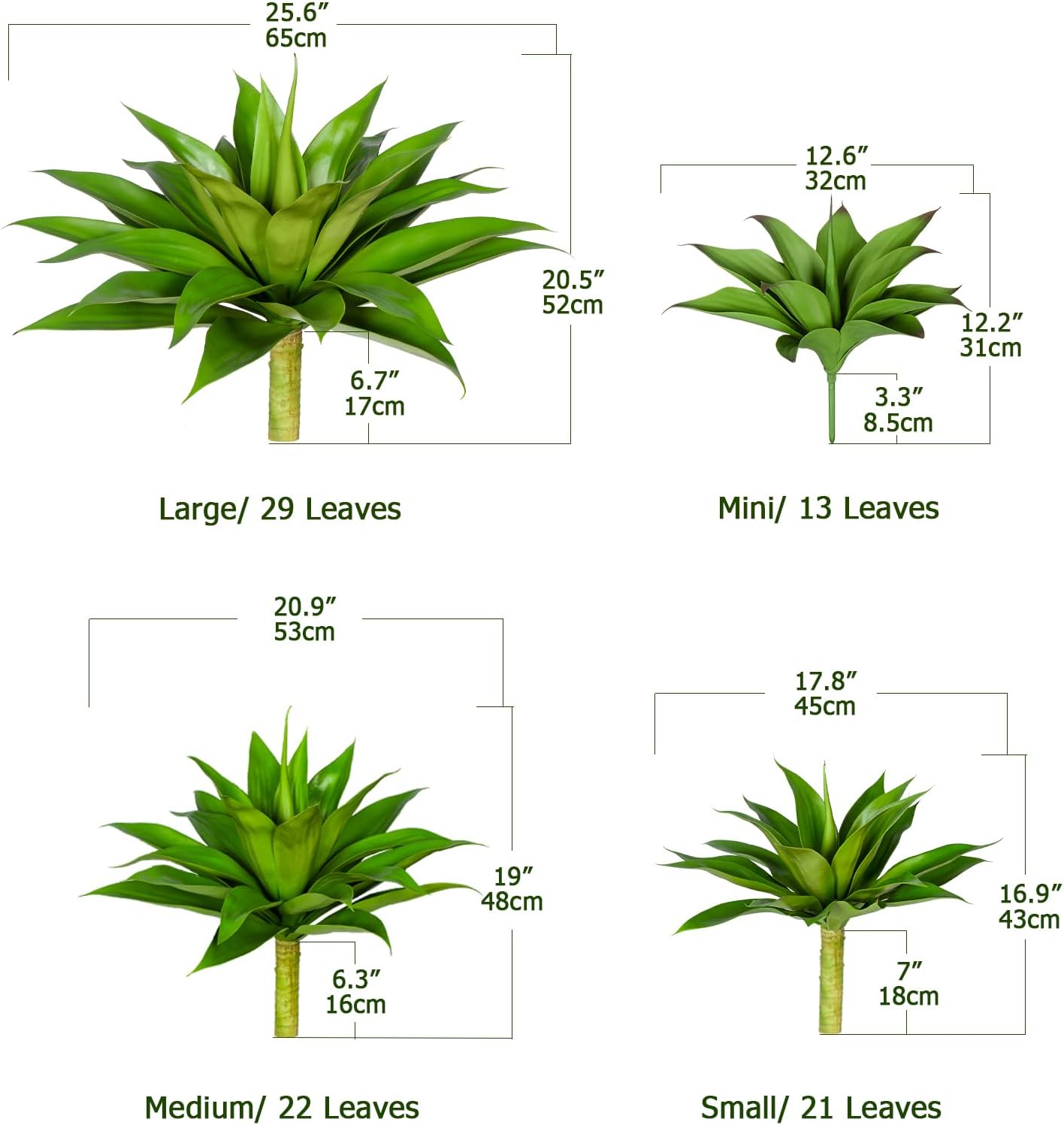 Artificial Agave Plants,Large UV Resistant Fake Agave Planters for Indoor and Outdoor Decorating Artificial Plants for Outdoors Plants(2Pack, 22")