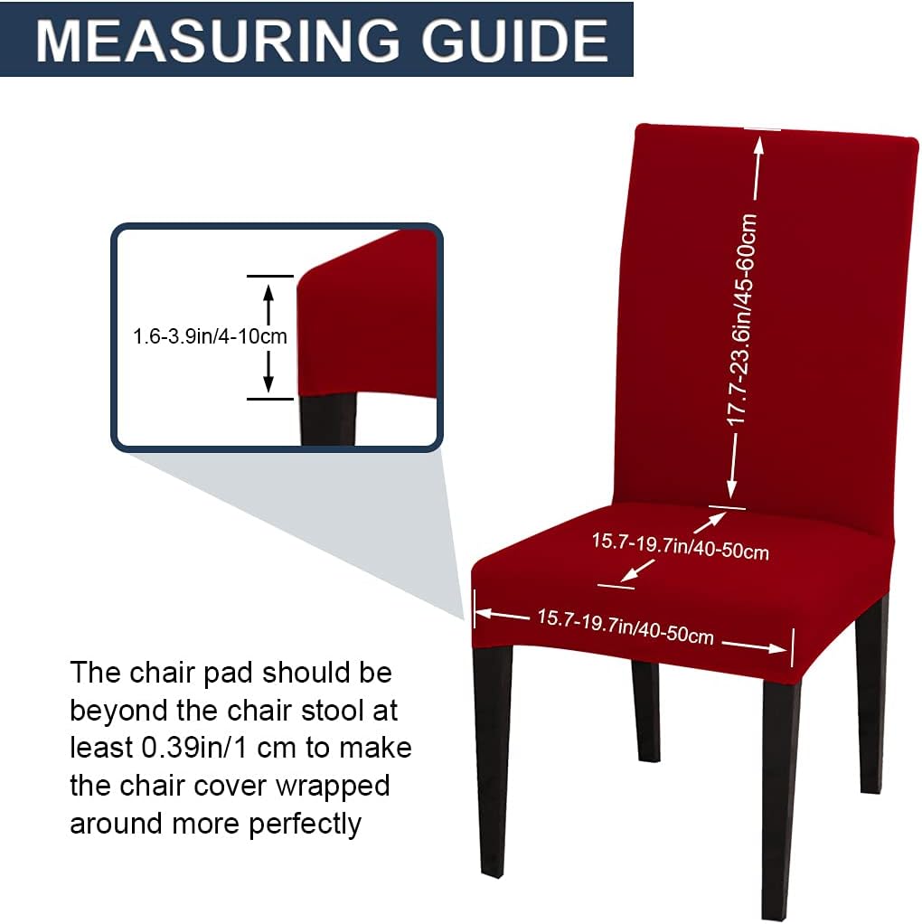 JQinHome 8 Pcs Dining Chair Slipcover,High Stretch Removable Washable Chair Seat Protector Cover for Home Party Hotel Wedding Ceremony (Red)