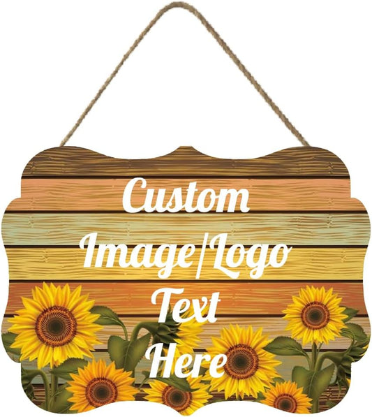 Personalized Wooden Welcome Sign Hanging Door Sign Farmhouse Decor for Home Office 11.2 * 8 Inch