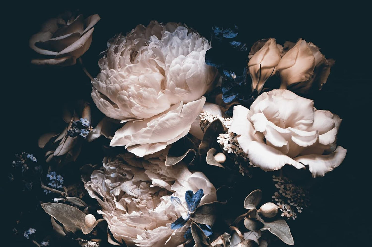 Dark Floral Wallpaper Peony Wall Mural Room Wall Decor(Not Peel n' Stick)