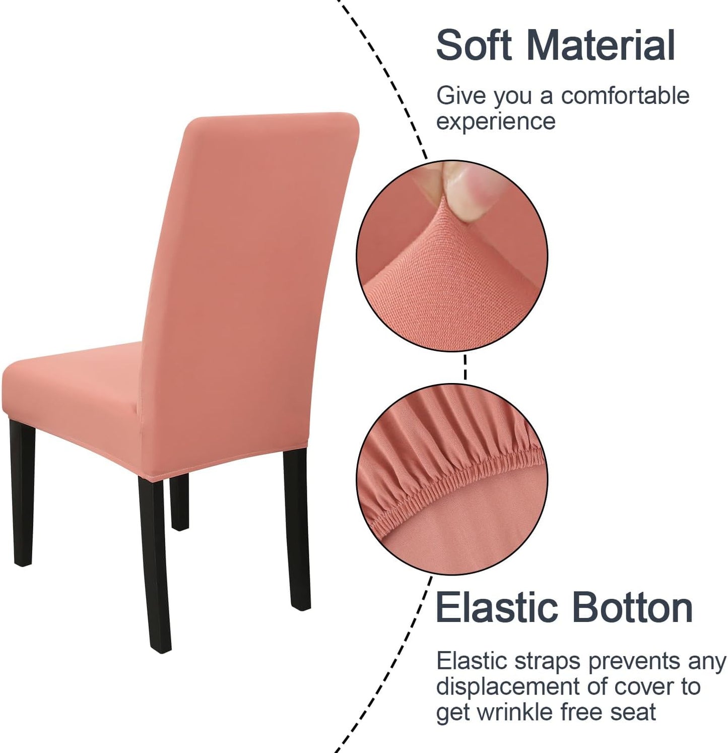 JQinHome Terra Cotta Chair Covers for Dining Room Set of 6, High Stretch Removable Washable Parsons Chair Slipcover for Home Party Hotel Wedding Ceremony (6PCS,Terra Cotta)