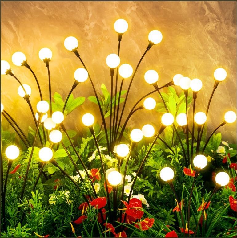 Solar Lights Outdoor Waterproof, 2 Packs 16LED, Solar Garden, Patio, Garden Decor, Patio Decor, Firefly Outdoor, Unique Gifts for Women, Gifts for Grandma
