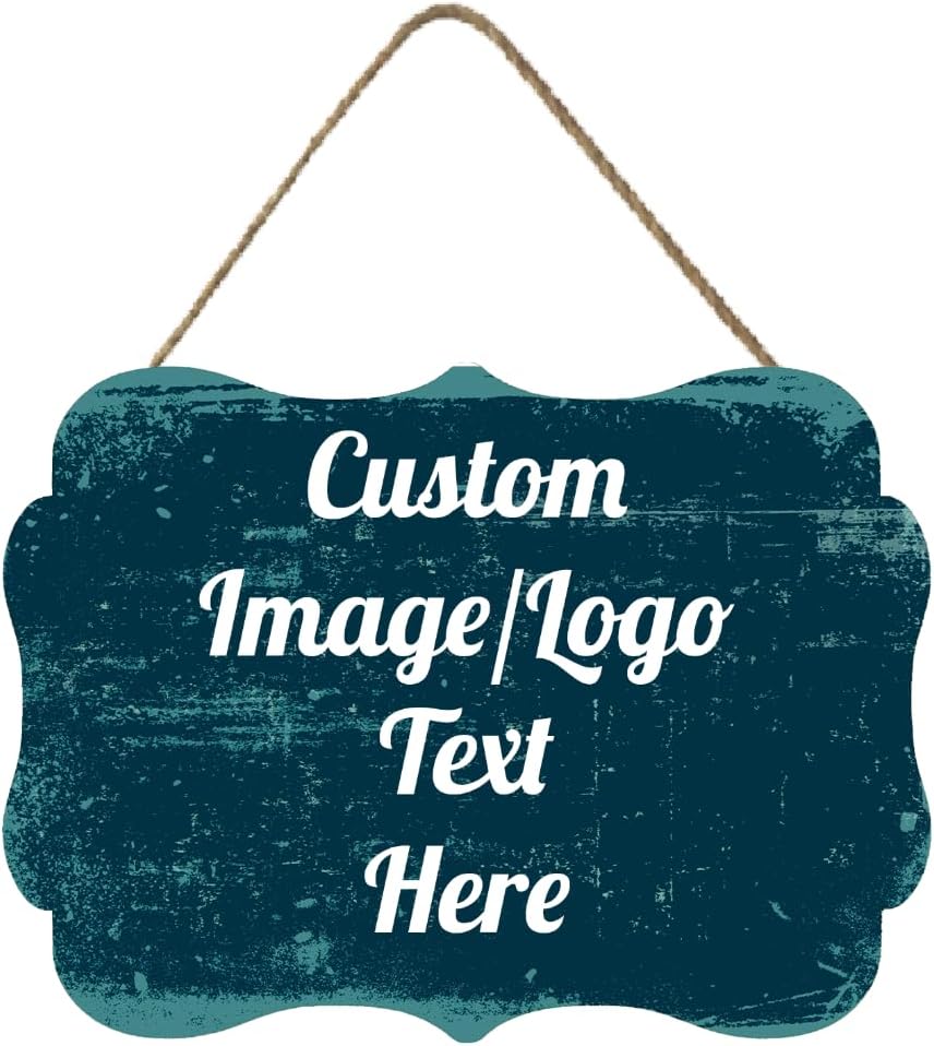 Personalized Wooden Welcome Sign - Front Door Decor, Customized Image/Text Hanging Sign for Home, Office - Farmhouse Decor - 11.2 * 8 Inch