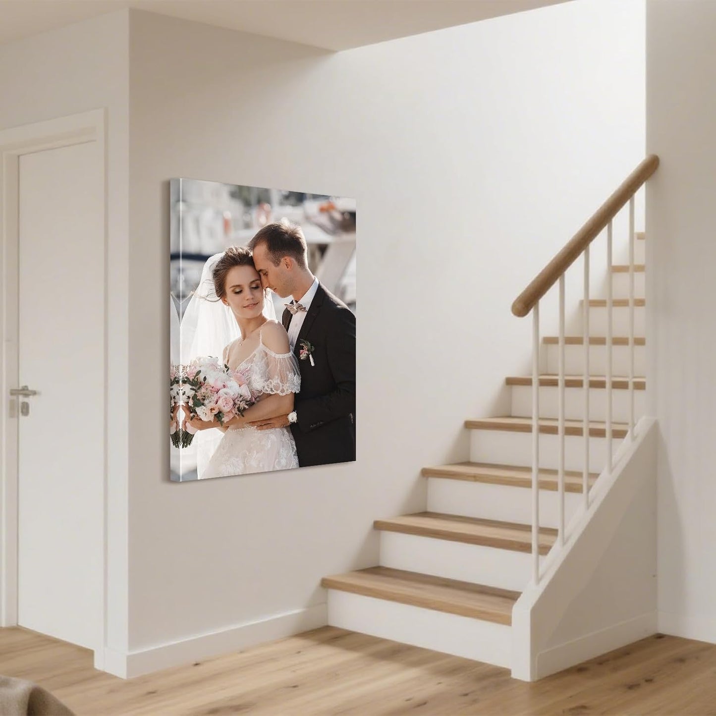 Personalized Custom Canvas Prints with Your Photos & Text, Customized Picture Print, Transform Own Images Into Framed Wall Art Digitally Printed Photo to Canvas, Keepsakes Gifts for Family 16x24’’