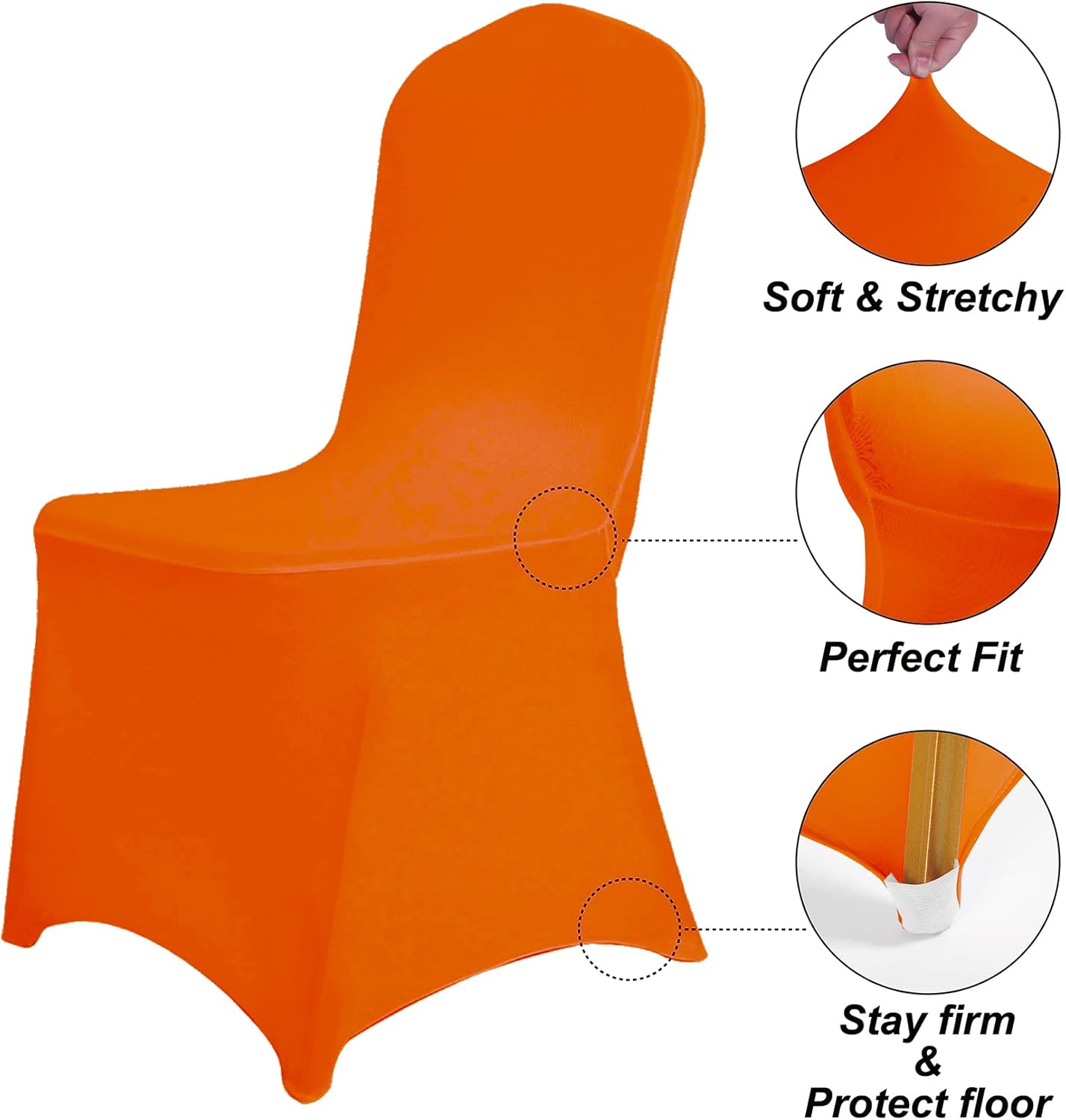 SUPERO Orange Chair Cover 25PCS, Polyester Spandex Waterproof Stretch Dining Chair Covers, Protector for Party, Banquet, Wedding Event, Hotel