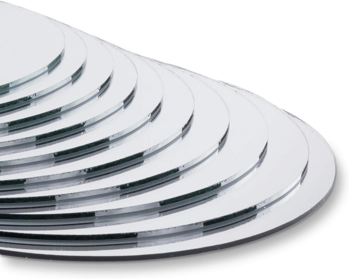 Super Z Outlet Round 4" Inch Glass Mirror Tiles Circles for DIY Arts & Crafts Projects, Traveling, Framing, Mosaic, Decoration (50 Pack)