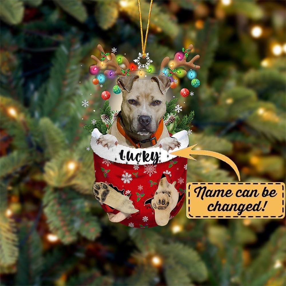Pitbull 02 Dog Christmas Tree Ornament, Dog Lovers Gift Idea Xmas Decor