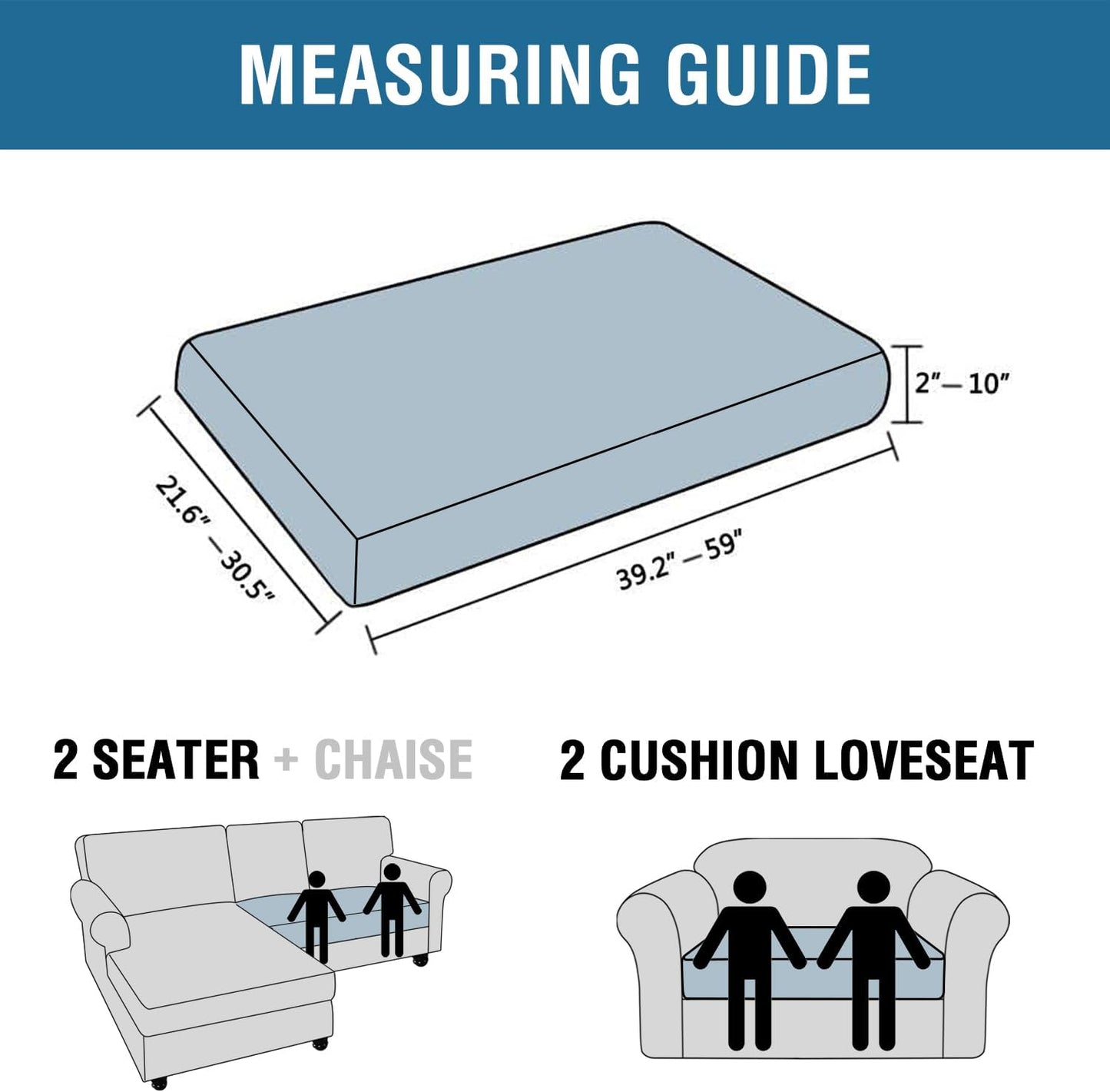 H.VERSAILTEX Super Stretch Individual Seat Cushion Covers Sofa Covers Couch Cushion Covers Slipcover Sets Thick Jacquard Textured Twill Fabric (1 Piece Loveseat Cushion Cover, Ivory)