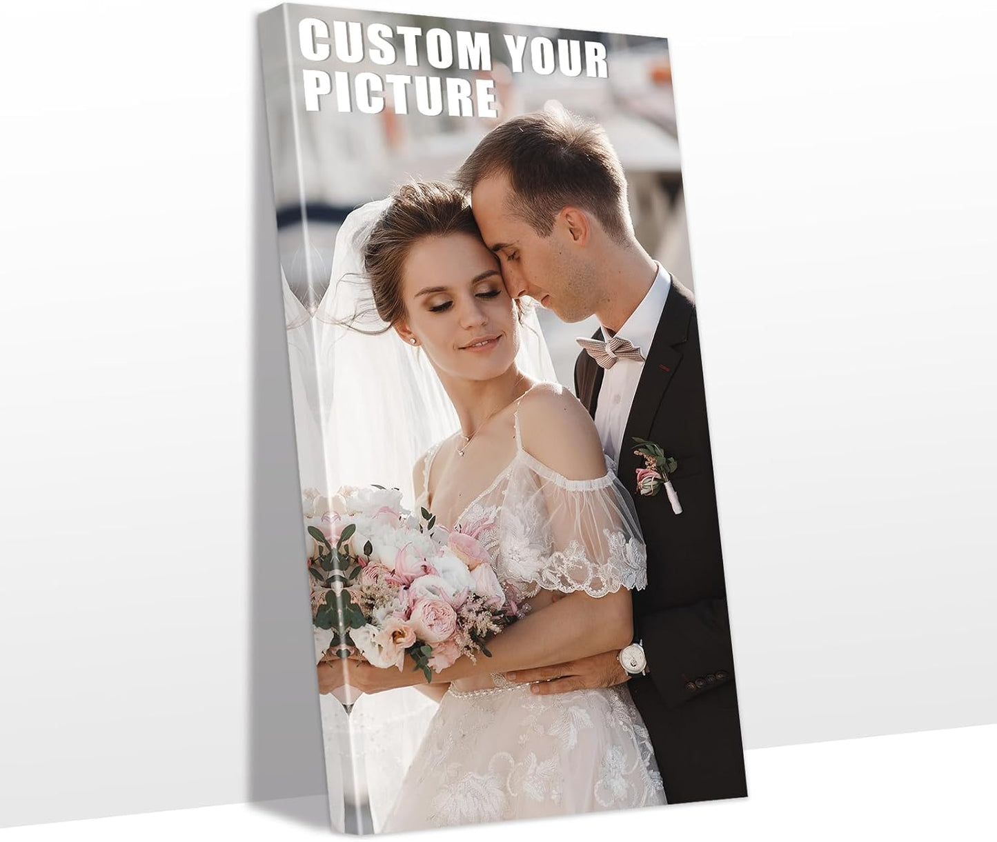 Personalized Custom Canvas Prints with Your Photos & Text, Customized Picture Print, Transform Own Images Into Framed Wall Art Digitally Printed Photo to Canvas, Keepsakes Gifts for Family 12x24’’